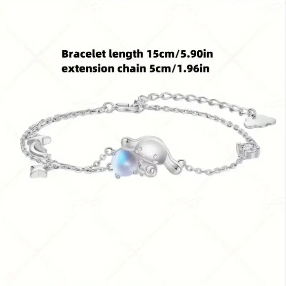 Sanrio Cinnamoroll Silver-Toned Bracelet – Cute Moon & Star Charm Jewelry - Picture 3 of 5